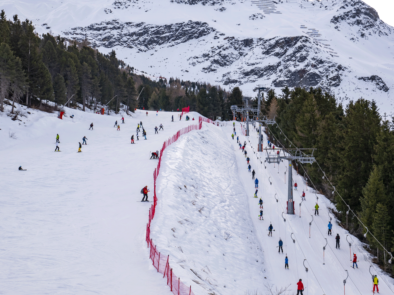 Ski slopes of Bormio in winter season